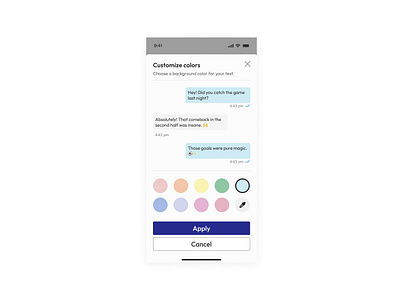 Day 60 >Daily Ui Challenge chat color dailyui eyedropper personalize picker popup sms text