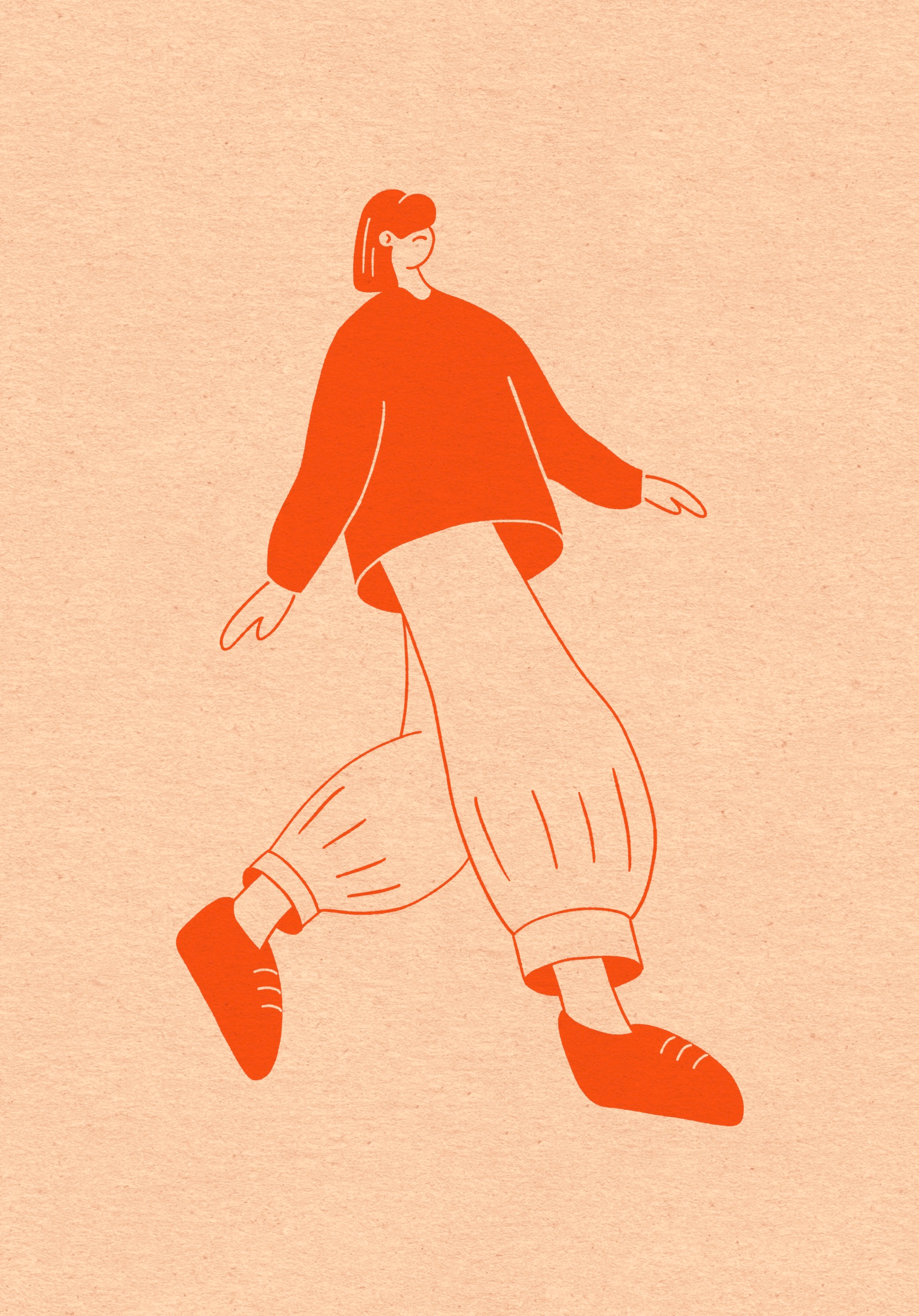 Casual walking character illustration character illustration digital art flat illustration minimal textured