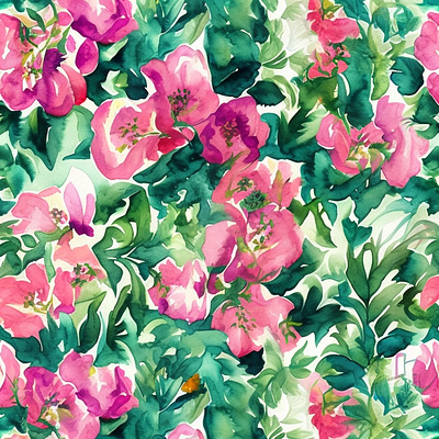 Watercolor Flower Pattern decoration decorative pattern seamless soft decoration tile watercolor