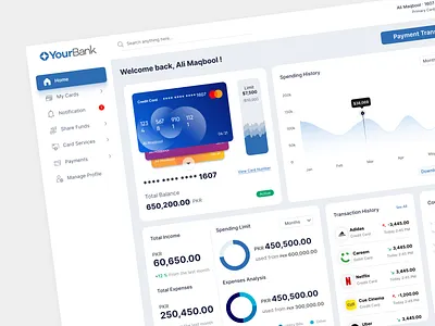 Credit Card Web App Dashboard analytics animation banking banking dashboard banking wallet branding chart clean dashboard digital banking finance finance dashboard landing page logo manangement motion graphics saas transaction ui ux