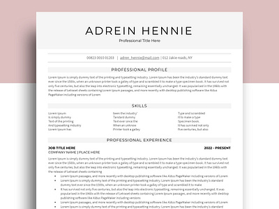 Professional Resume & Cover letter template word resume