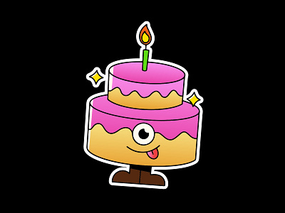 Birthday Cake Sticker - Chubbiz badge birthday cake branding cake cartoon cartoonish character character design design graphic design illustration logo sticker typography vector