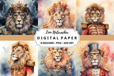 Watercolor Lion Nutcracker Background tumbler wrap