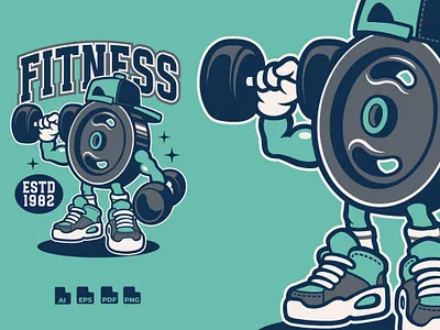 Fitness barbell dumbbell fitness gym illustration sport