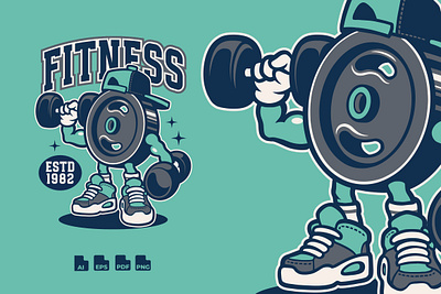 Fitness barbell dumbbell fitness gym illustration sport