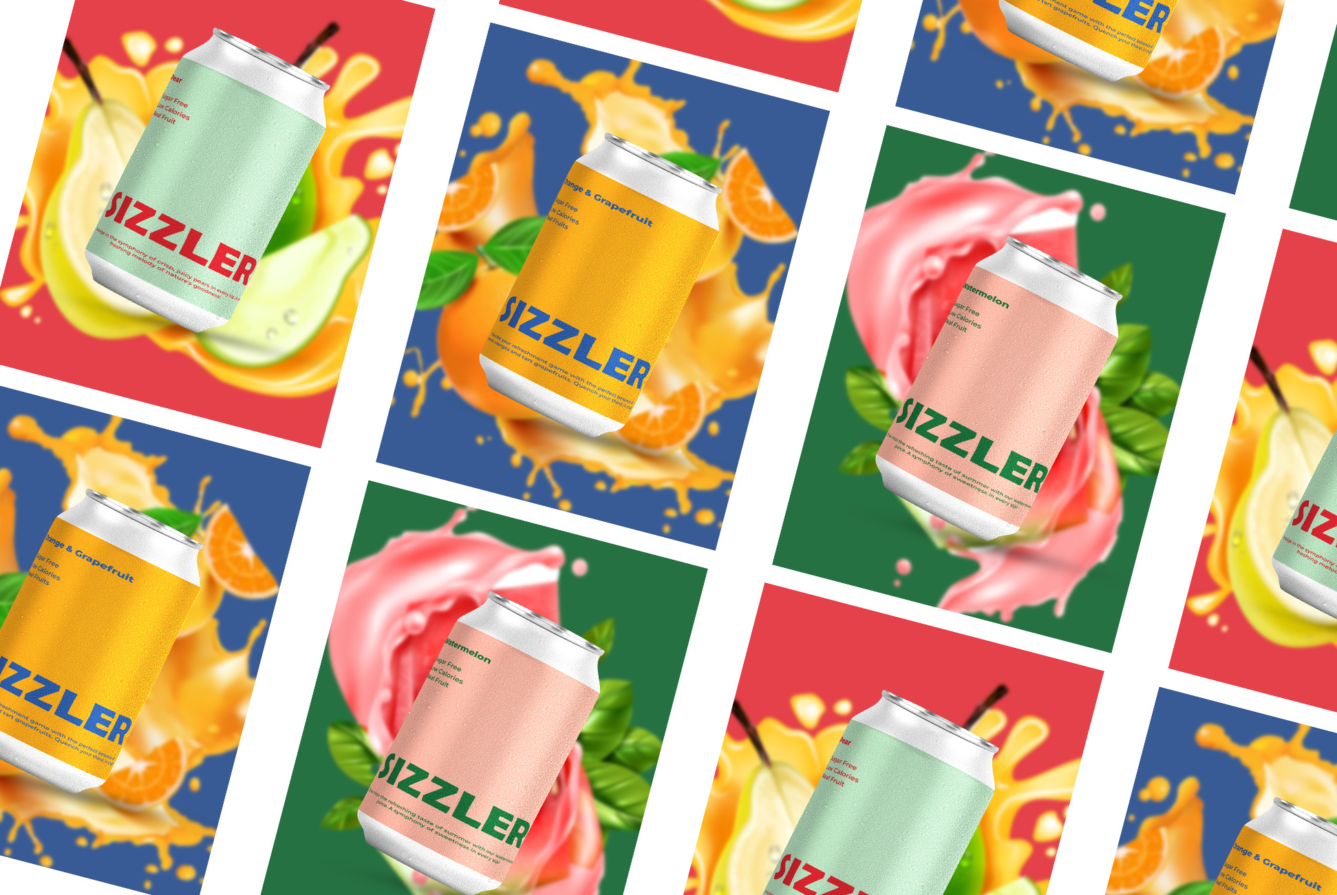 Branding Design (SIZZLER JUICE) adobe illustration adobe photoshop branding branding design fruits graphic design juice juice cans