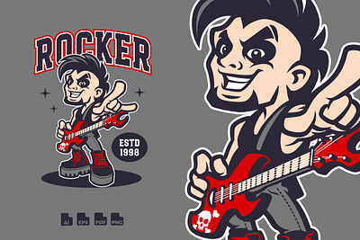 Rock Star - Mascot Character guitaris illustration music rock star rocker