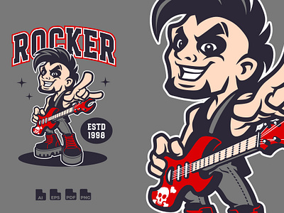 Rock Star - Mascot Character guitaris illustration music rock star rocker