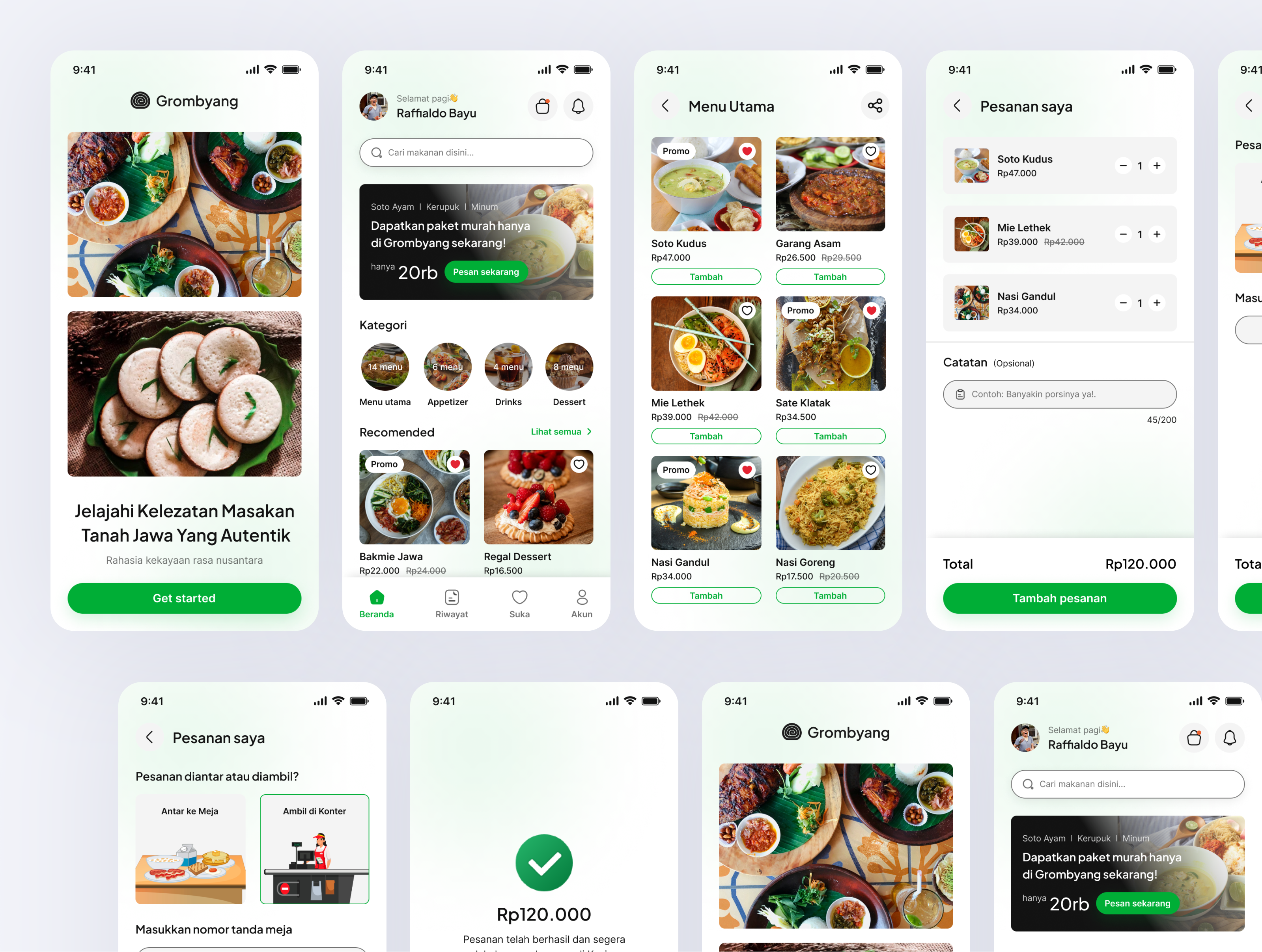 Case Study - Grombyang application design cart case study convenience dashboard delivery delivery app delivery order food food app javanese food minimal mobile app online order payment pickup order product design restaurant app service