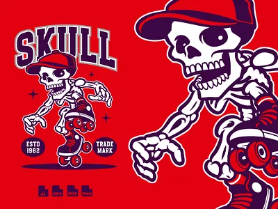 Skull Skaterboard - Mascot Design graffiti illustration logo skateboard skull