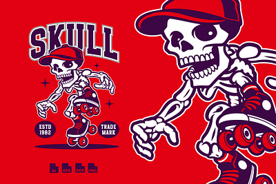 Skull Skaterboard - Mascot Design graffiti illustration logo skateboard skull