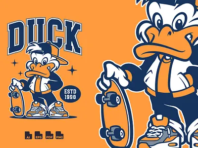Duck Skateboard - Mascot Design animal duck graffiti illustration skateboard