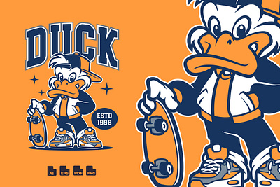 Duck Skateboard - Mascot Design animal duck graffiti illustration skateboard