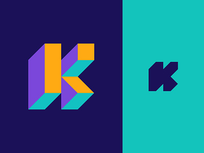 K 3d abstract brand identity branding flat geometric icon identity k logo letter k logo logomark mark minimal modern monogram shapes simple symbol