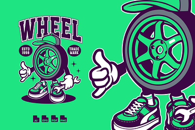 Wheel Rims - Mascot Design automotive car illustration rims wheel