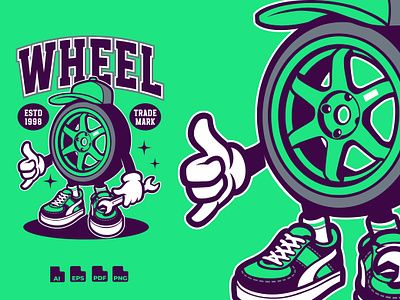 Wheel Rims - Mascot Design automotive car illustration rims wheel