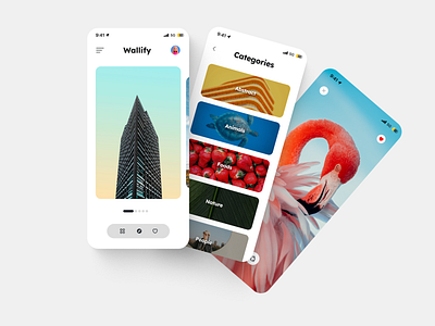 Wallify : Modern Wallpaper App UI Design 4k wallpapers app app interface figma graphic design mobile app modern ui ui wallpaper app