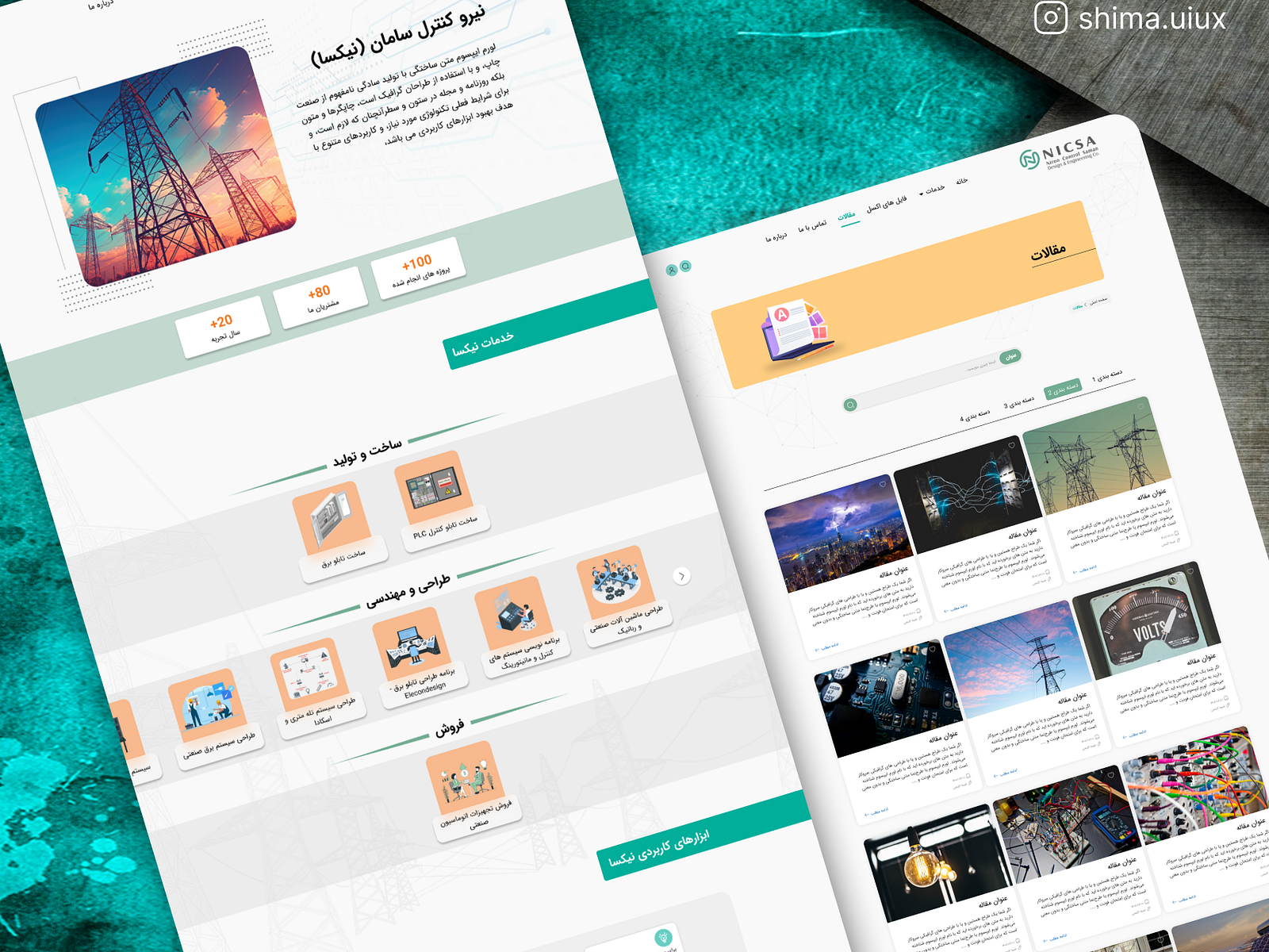 A website ui design about electrical panels by shima koliji on Dribbble