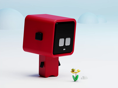 Cute Robot with Bees! (Animate ver) 3d animation bee blender flower hunart motion graphics render robot ui