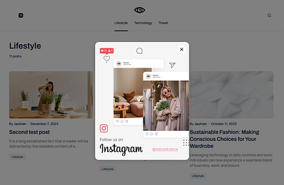 Instagram Pop-up Design blog pop up social media ui