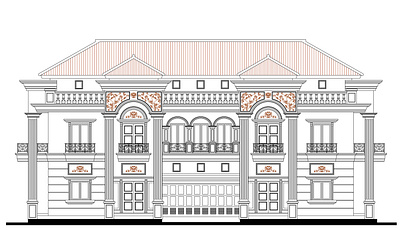 8) Symmetrical Neoclassic House architect architecture classic concept design facade illustration neoclassic vector