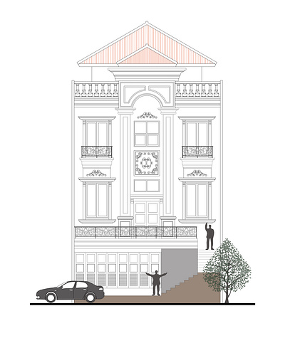 9) Asymmetrical Neoclassic House architect architecture concept design facade illustration neoclassic vector