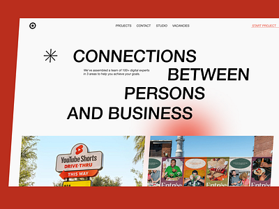 Hero page for Round 12 Agency agency big header bright clean clear design helvetica landing minimalism mogern red white