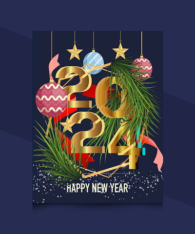 Happy New Year 2024 design square pos