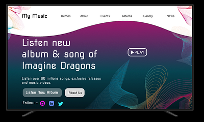 Music web landing page UI/UX Design 3d abstract landingpage musiclandingpage ui uiuxdesign vector webdesign