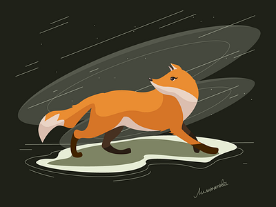 Fox. Winter cold digital fox illustration illustrator winter
