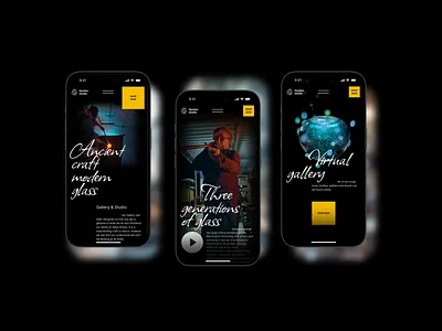 Сайт студия скульптур из стекла cover design graphic design layout mobile interface typography ui