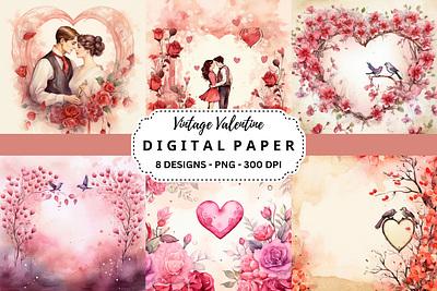 Watercolor Vintage Valentine Background tumbler wrap