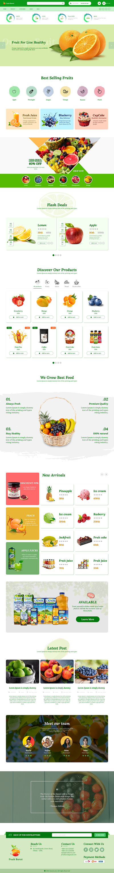 Fruit Mart full Landing Page design design drinks e commerce site figma food fruit fruit juice fruit logo fruit mart fruit mart landing page design fruit shopping graphic design illustration landing page landing page design logo photoshop product design ui ui design