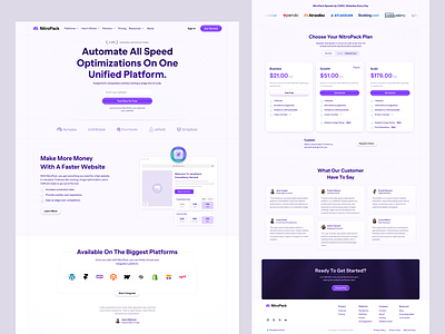 Nitropack - Speed Optimization Landing Page clean component element landing page landing page design purple redesign snippet ui uidesign uidesigner uiux uiuxdesign userinterface web design website