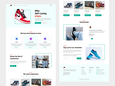 Nike - Shoes store website landing page 2 adidas branding design figma fila graphic design gucci illustration logo new shoes website landingpage nike puma rebook shoe shoes website landing page skechers template ui ux website