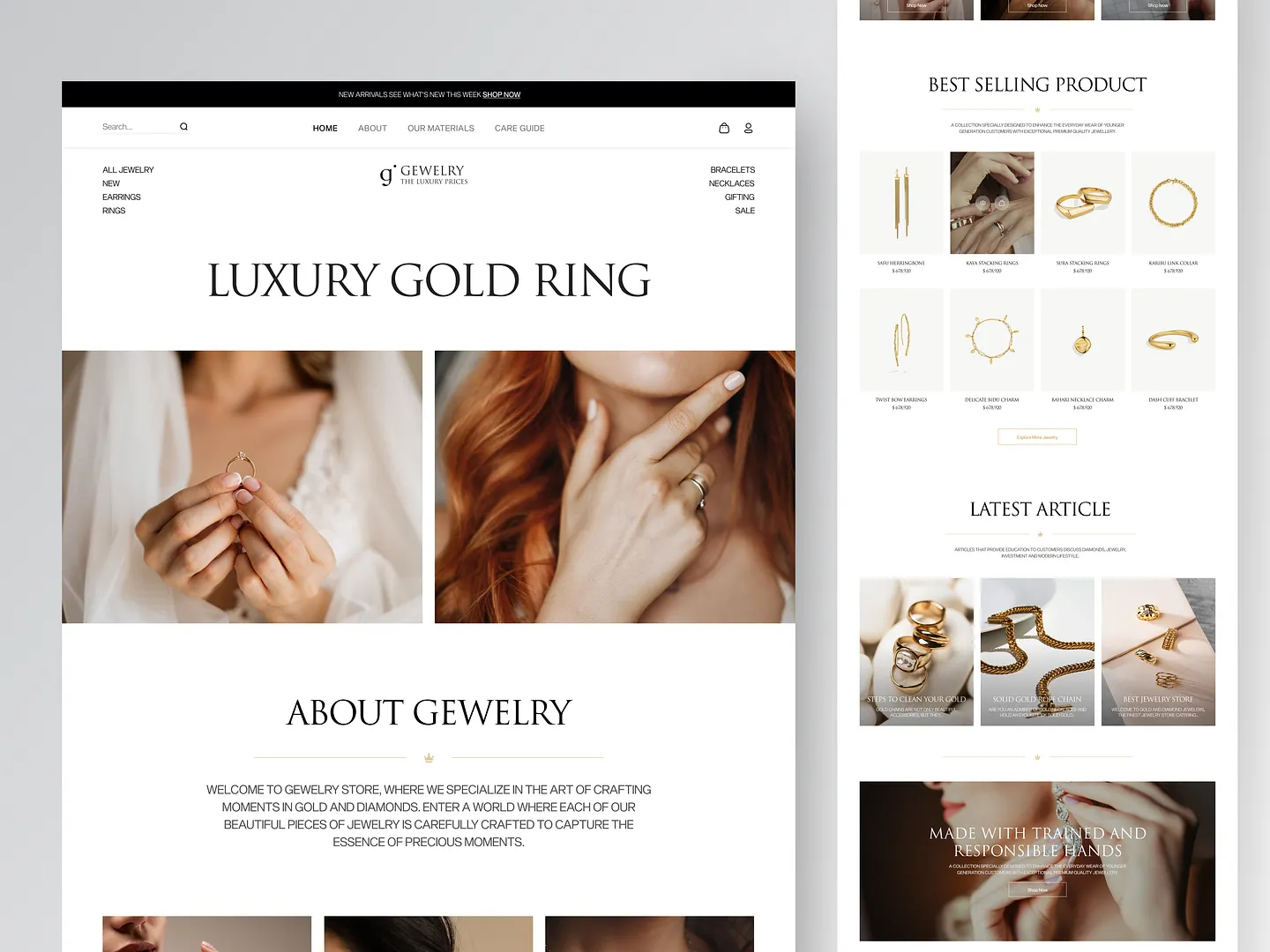 Elegant Jewelry Website Design for Luxury Brands