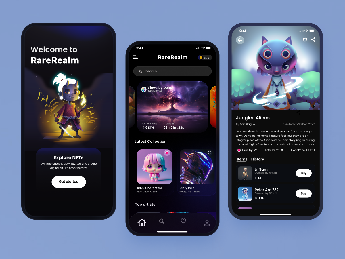 Example of NFT Marketplace Dark Mode