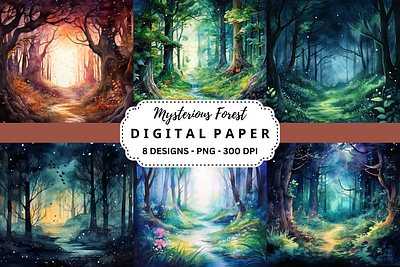 Mysterious Forest Watercolor Background tumbler wrap