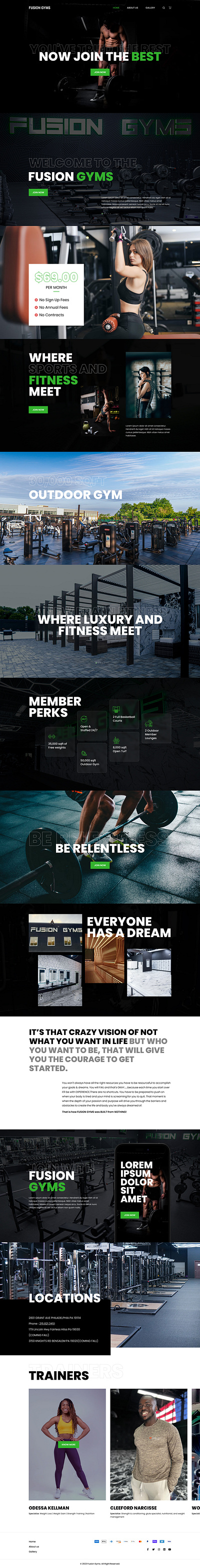 Fusion Gym design modern modern design ui web design webdesign website website design