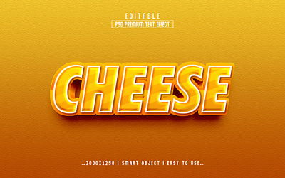 Cheese 3D Editable Text Effect Style 3d action branding cheese 3d text new effect psd text effect text effect