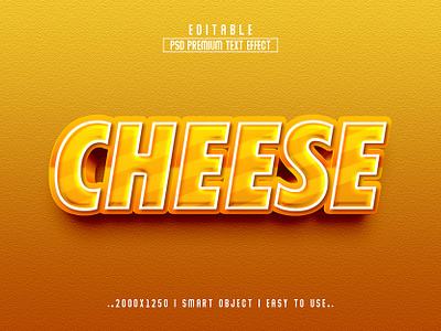 Cheese 3D Editable Text Effect Style 3d action branding cheese 3d text new effect psd text effect text effect