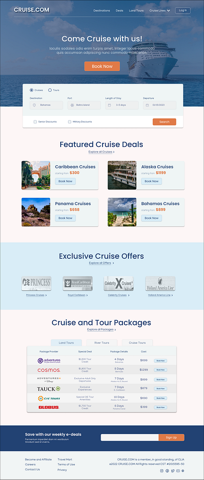 A Complete Redesign of Cruise.com landing page redesign ui