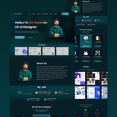 Personal Protfilo Website Design | Ui landing page. ai design figma design figma website full website graphic design landing page landing page design landing page ui portfolio template portfolio website design product design quality service redesign ui uiux user interface ux web design web designer