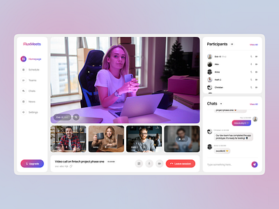 FluxMeets — Meeting App Dashboard Design app app design calls conferencing dashboard design desktop graphic design meeting ui ui ux ux videocall videocalls videochat web app web design web platform website zoom