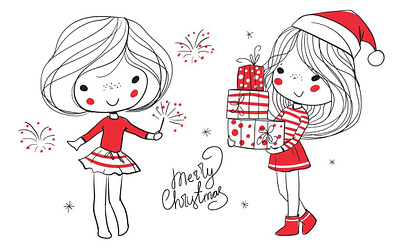 Cute girls. Merry Christmas christmas cute firework gifts girl happy new year winter