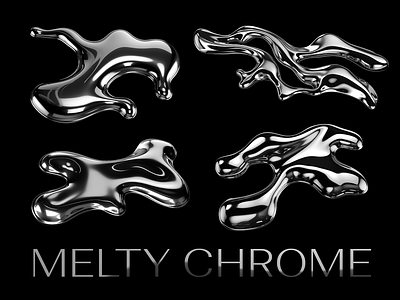 Y2K Melty chrome liquid metal shapes - Part 4 3d abstract aluminium bold chrome form generative liquid metal melted mercury metly puddles relfective rendering shapes silver spilled y2k