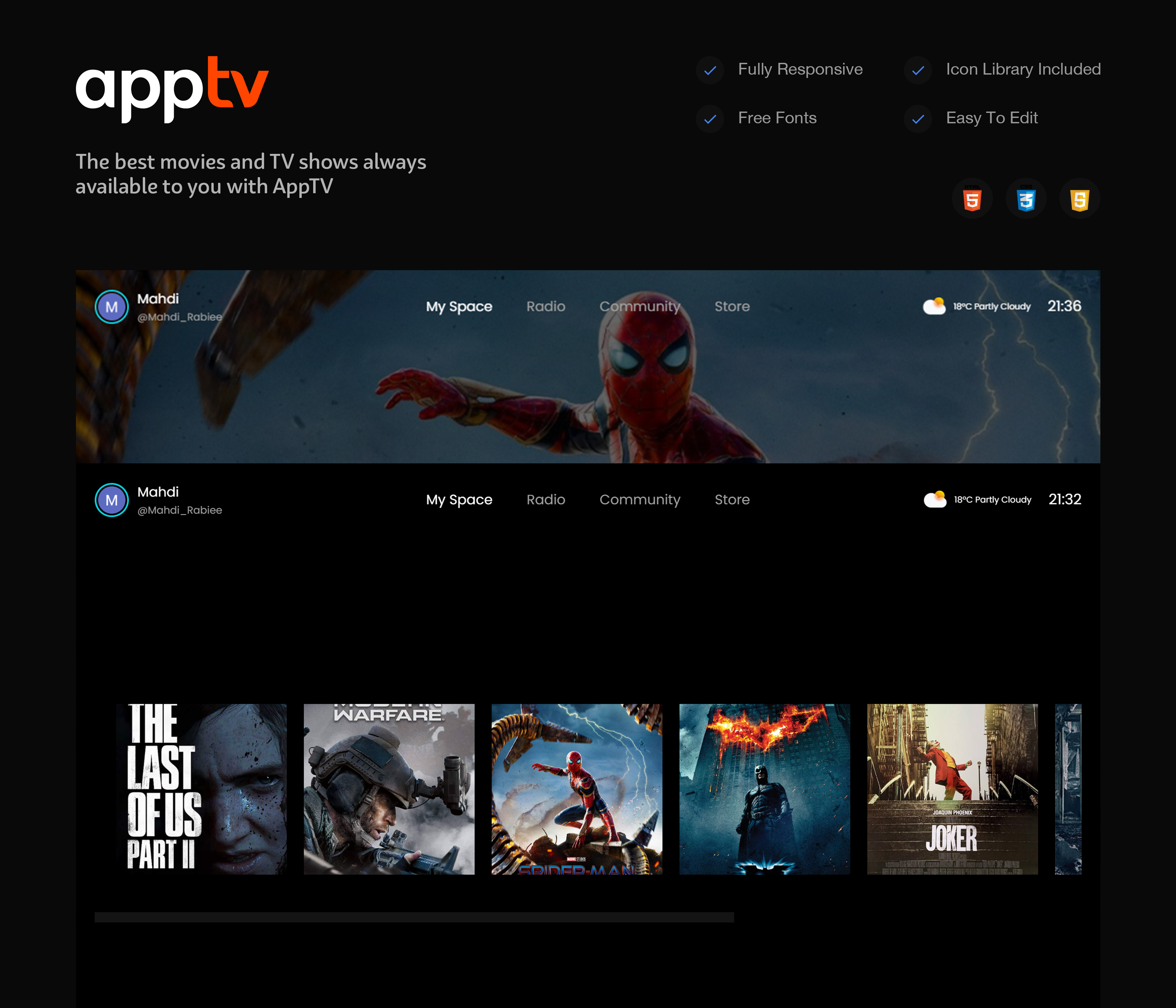 AppTV Website Project app design apptv apptv website project branding css design graphic design html js logo mahdi rabiee mohammad mahdi rabiee smart tv tv tv app ui ux vector wbsite design website