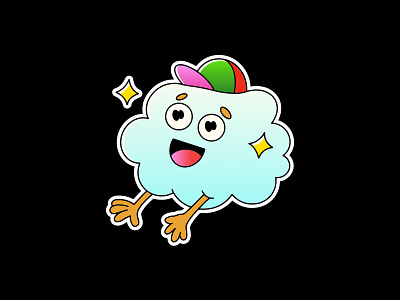 Cloud Character Sticker - Chubbiz badge branding cartoon cartoonish character character design cloud design graphic design illustration logo vector