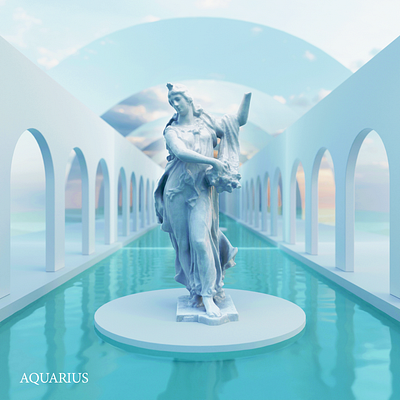 Aquarius - VAPORWAVE Album Art 3d album art album cover album cover art graphic design music vaporwave