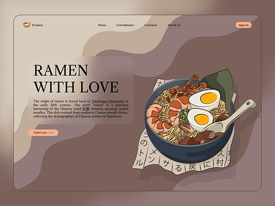 Design concept for Ramen concept design design concept glasomorphism noodles ramen ui uiux design ux web design